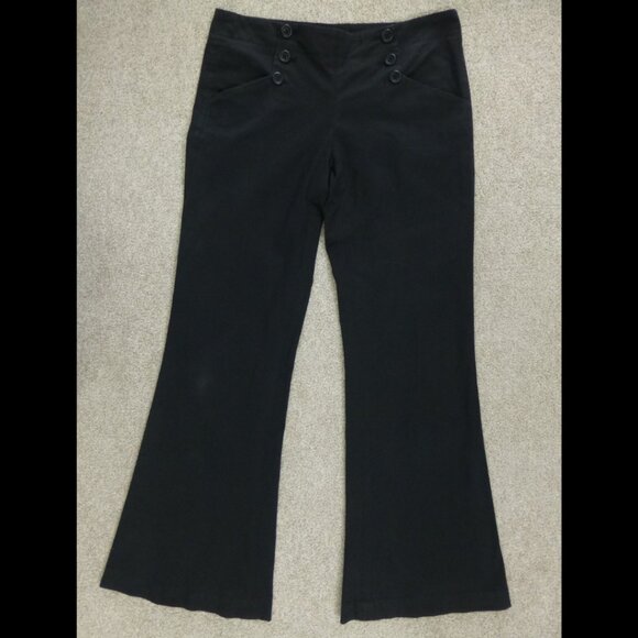 Theory Black Wide Leg Sailor Pants 9 Buttons (Size 2) - Picture 2 of 12